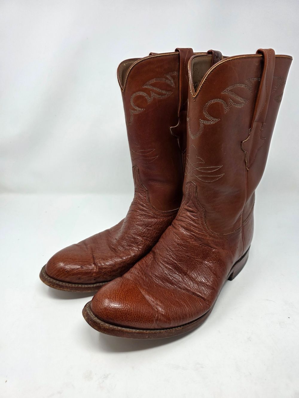 Lucchese Handmade Ostrich Leather Cowboy Boots Men’s 10D Brown Western Boots USA